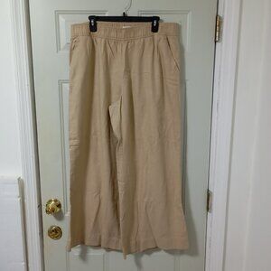 On 34th Women's Linen-Blend High-Rise Wide-Leg Pants Beige Size 0X